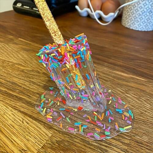 Compact Delicate Melting Ice Cream Sculpture Art Craft Durable Table Ornament Realistic for Home