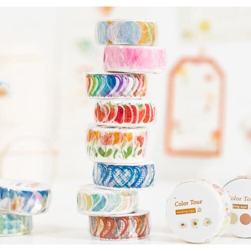 100pcs Color circle travel Washi Tape Strawberry petal Adhesive Tape DIY Scrapbooking Round Stickers Label Japanese Masking tape
