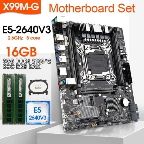 JINGSHA X99M-G motherboard set with Xeon E5 2640 V3 LGA2011-3 CPU 2pcs X 8GB =16GB 2133MHz DDR4 memory M-ATX NVME M.2 wifi