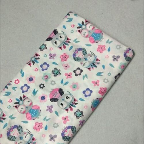 Pretty Cartoon Owl Queen Printed 100% Cotton Fabric 50x160cm Animal Patchwork baby cloth apparel dress quilting home decoration