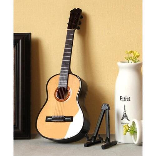 Mini Classical Guitar Miniature Model Wooden Mini Musical Instrument Model with Case Stand