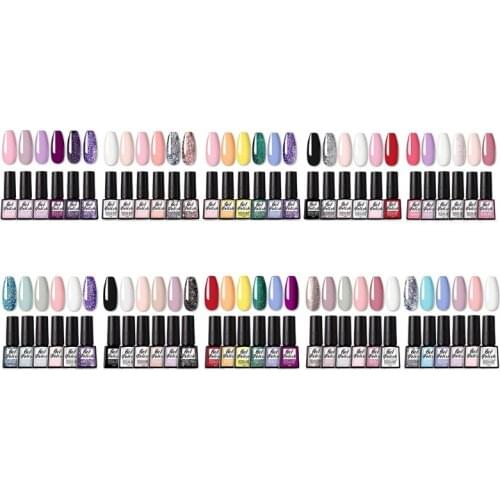 Gel Nail Kit 6pcs UV Nail Polish Gel Varnishes 7.3ml For Manicure Need Cured LED/UV Lamp Nail Set UV Curable Resin