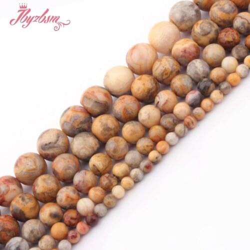 Natural Multicolor Crazy Lace Agates Smooth Round 4/6/8/10/12mm Stone Beads For DIY Necklace Bracelet Jewelry Making Strand 15"