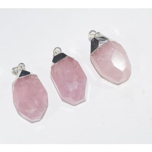 Natural Rose Crystal Quartz Point pendant 2020 Jewelry making Big Pink Egg stone bullet pendant for women necklace gift 2018