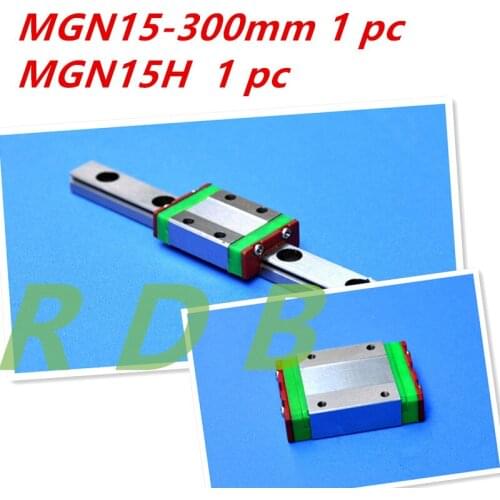 NEW 15mm miniature linear guide MGN15 300mm rail + MGN15H CNC block for 3D printer parts XYZ cnc parts