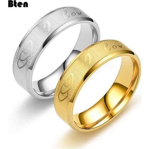 Bten Engrave I Love You Letter Heart Couple Promise Wedding Rings Never Fade Stainless Steel Engagement Ring Women