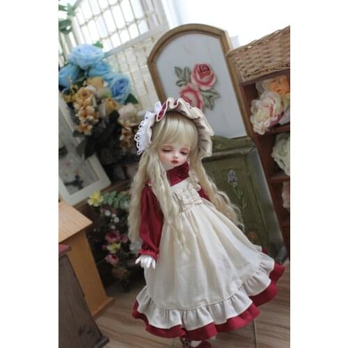BJD Doll clothes suitable for 1/3 1/4 1/6 Blythes Size White Minimal Maid Dress Palace Doll Accessories (dress+ Tiara)
