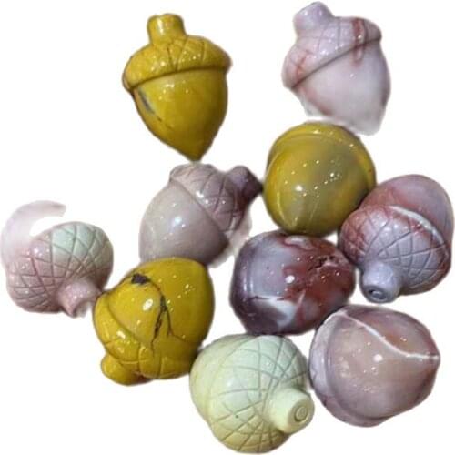 Wholesale natural quartz carving small pine cones nut statue rose quartz hand carved reiki stones luck energy decoration