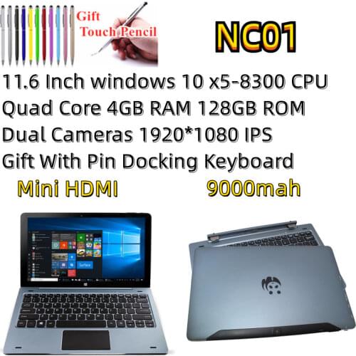 11.6inch Hot Sale Windows 10 Tablet PC With Pin Docking Keyboard Quad Core 4GB RAM 128GB ROM 1920*1080 IPS Capacitive Screen