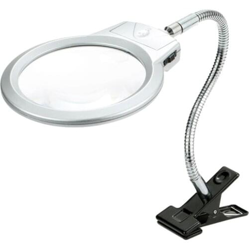 Lighted LED Lamp Book Stands Magnifier Clip Table Top Desk Reading 2.25X 5X Magnifying PUO88