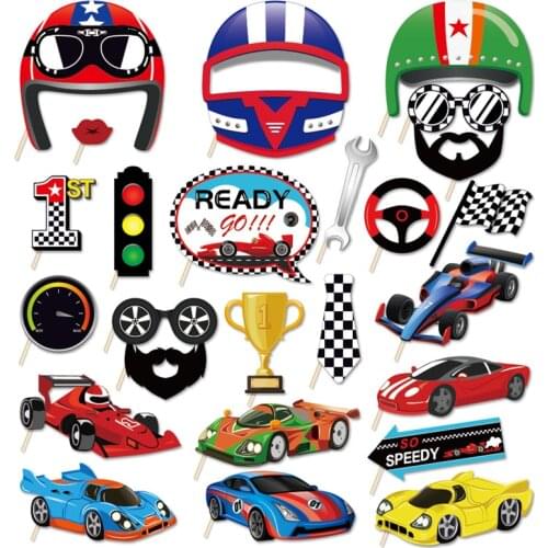 Racing Car Birthday Photo Booth Props DIY Fun Race Photobooth Props On A Stick Happy Birthday Party Wedding Decor