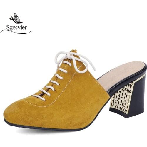 Sgesvier Large Size 34-50 Summer Slipper Women Shoes Round Toe Cross Tied Casual Party Shoes Elegant High Heels Slipper Women