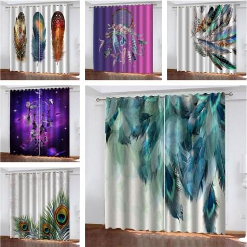 High Shading Curtains for Living Room Bedroom Window Luxury Feather Printed Designer Custom Modern Home Hotel Cafe Office