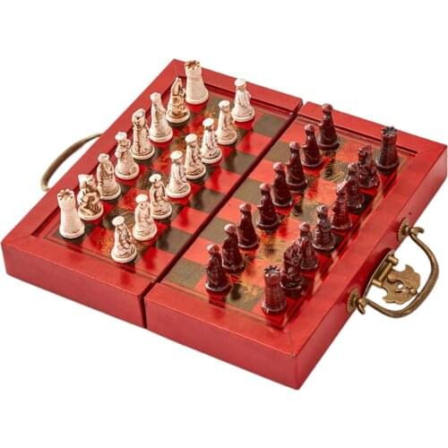 Foldable Competition Chess Set King Queen Tabletop Board Game 2 Players