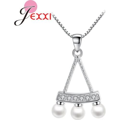 Wedding Party 925 Sterling Silver Pendant Necklaces For Women Cubic Zirconia CZ Crystal Chains Flower Star Geometric Jewelry