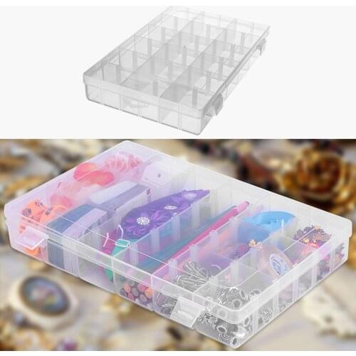 1pcs Rectangular Transparent Plastic Storage Box Case 18 Slot Removable for Pills Jewelry Beads Earring Case Organizer