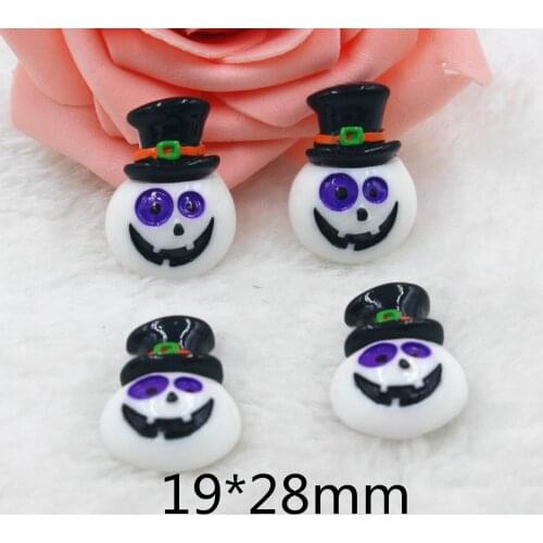 10pcs/lot flat back resin Halloween white skull with black hat DIY resin cabochons accessories