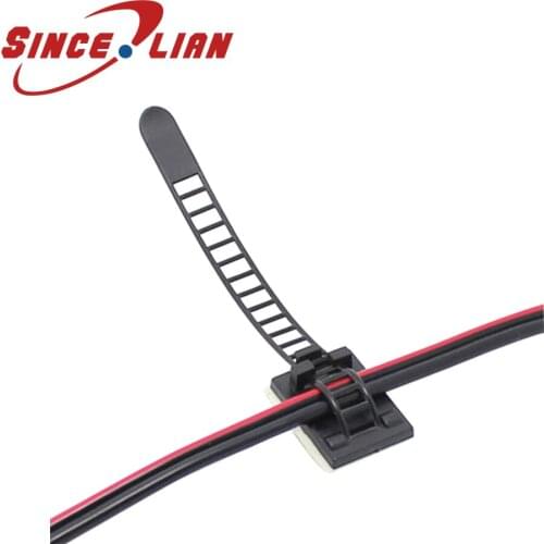 100pcs Adjustable Wiring Fixing Bracket Sticky Adjustable Cable Tie Computer Case Cable Management Cable Tie Wire Line holder