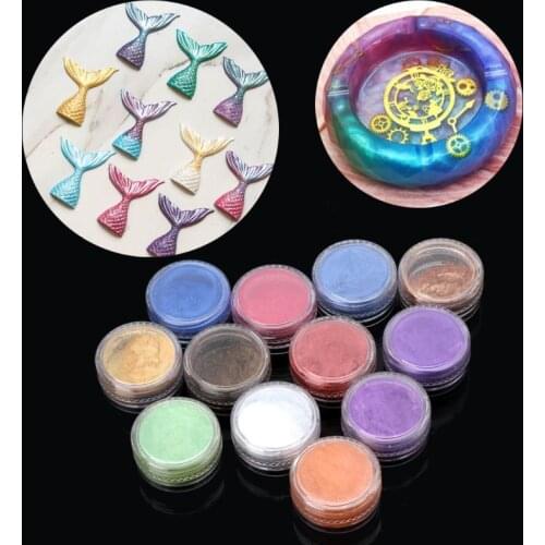 12 Box Slime Dye Powder Mica Pearl Pigment Colorants Soap Candle Resin Jewelry Drop Ship