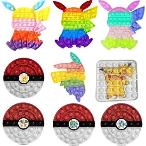 20.5CM Pokemon PopSit Fidget Toys GoBang Rainbow Desktop Kids Pikachu Charizard Bulbasaur Squirtle Push Fidget Relieve Autism