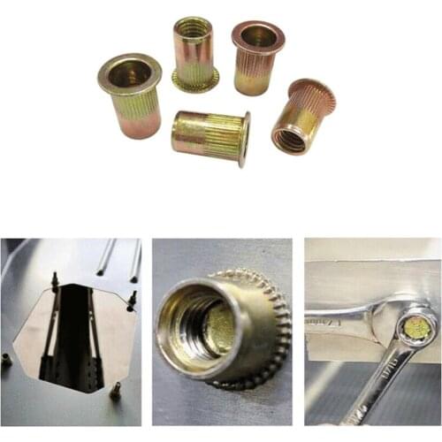 25pcs Rivet Nut M1/4-20 Hollow Rivet Set Color Zinc Plated Carbon Steel Rivets Threaded Rivet Metal Plate Tube Fastener