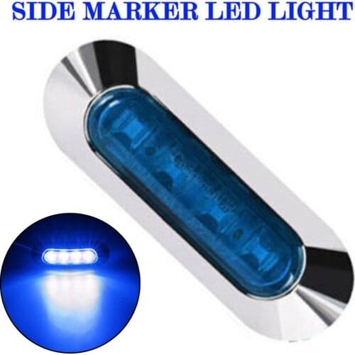 4 LED Side Marker Lights Blue Buses Clearance Lorries Trailer Van Light