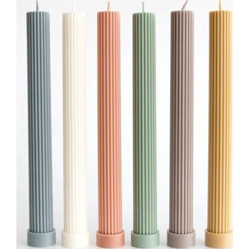 Long Pole Columnar Acrylic Candle Mold Supplies DIY Match Large Cylinder Rib Clay Tool Church Party Aromatherapy Plastic Mould