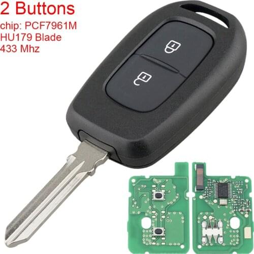 2 Buttons 433MHz Car Remote Key with PCF7961M Chip and NSN14 VAC102 HU179 Blade for Renault Symbol Trafic Dacia Duster Logan
