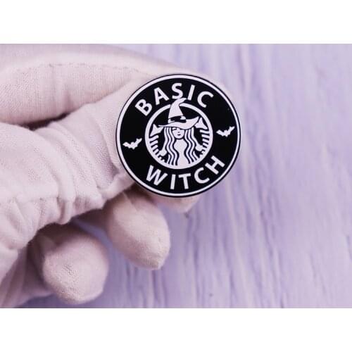 Basic Witch Starbucks Inspired Enamel Pin Brooch for Coffee Lovers funny Backpacks Jeans Hat Fashion Gift