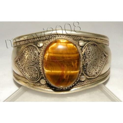 Beautiful Tibet silver tiger eye stone Bracelet