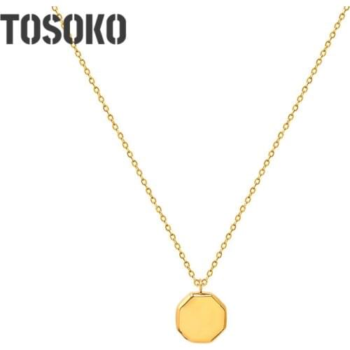 TOSOKO Stainless Steel Jewelry Silk Smooth Pendant Necklace Womens Ssimple Clavicle Chain BSP936