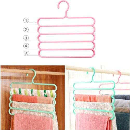 Color anti-skid trousers rack Hanger multi-function 5 layer pants hanger scarf silk tie mounts Plastic Cloth Rack Clothes Peg