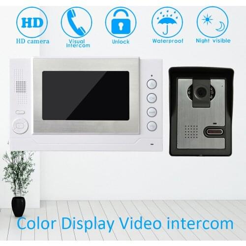 7'' TFT LCD Color Display 1 to 1 Wire Video Door Phone System doorbell Talkback Doorbell Night vision function Unlock Intercom