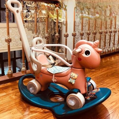 TTTrojan Childrens Rocking Horse Baby Multi-Functional Baby Dual-Use Toy Boys and Girls One-Year Birthday Gift Rocking Horse