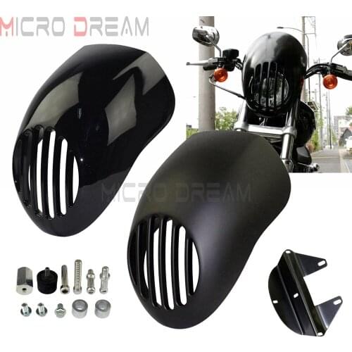 For Harley Sportster Dyna Gloss/Matte Black Prison 5 3/4" Cut Out Headlight Visor Fairing Cowl FXR FXRS 82-94 Cafe Racer Custom