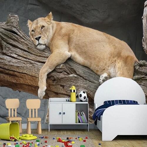 Customized papel de parede infantil,Lions Lying down Animals murals for living room bedroom sofa background decorative wallpaper