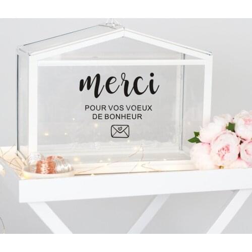 Stickers French Version Wedding Cards Box Vinyl Decal Wedding Sign Gifts Boxes Sticker Reception Thank You Decals Decor