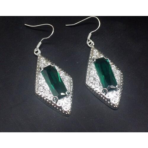 Gemstonefactory Big Promotion Single Unique 925 Silver Lovely Green Topaz Dangle Drop Earrings Jewelry for Women Mom 20213735