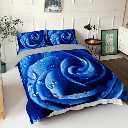 Blue Rose Pattern Bedding Set 3D Printing Duvet Cover Sets Twin Queen King Size for Kids Bedroom Home Textile