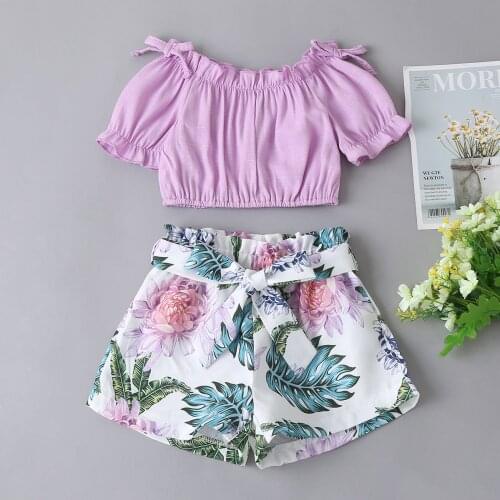 KEAIYOUHUO 2021 Summer New Toddler Children Clothing Tops+Shorts For Girls Two-Piece Suits Baby Flower Girls Tracksuit 2 to 6 Y
