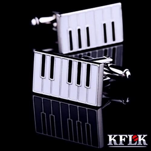 KFLK 2020 Luxury shirt cufflinks for mens gift Brand cuff buttons Piano keys cuff links Black High Quality abotoaduras Jewelry