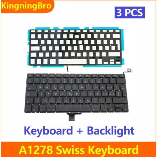 5 pcs New Switzerland Keyboard with Backlit For Macbook Pro 13'' A1278 Swiss Keyboard 2009 2010 2011 2012 year