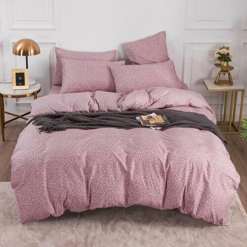 Pink Bedding Solid Color Simple Bedding Set Modern Leopard Duvet Cover Set King Full Twin Girls Bedclothes No Bed Sheet 2 People
