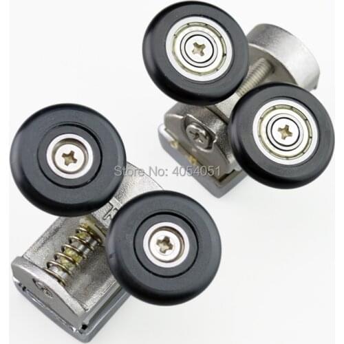 Glass bathroom pulley shower room roller ultra-quiet Bouncing wheel sliding door pulley hanging rail track nylon wheel hardware