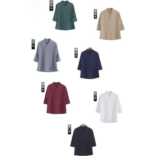 Summer high quality cotton&linen zen lay short sleeves suits wing chun tai chi kung fu uniforms hanfu meditation T-shirt