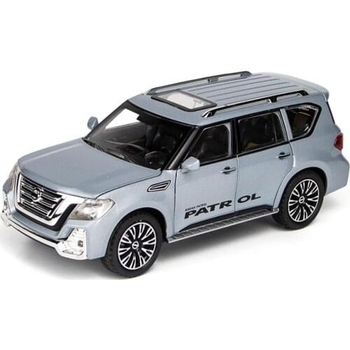 Hot 1:24 scale wheel Nissans Patrol suv metal model with light AND sound diecast Off-road vehicle pull back toy collection