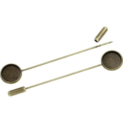 DoreenBeads Copper Brooches Findings Round Antique Bronze Cabochon Settings(Fits 12mm)7.4cm(2 7/8")x 14mm(4/8"),1 Piece Hot new