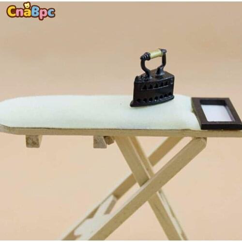 1: 12 Scale Dollhouse Miniature Iron with Ironing Board Doll House Furniture Dollhouse Room Decoration Children Girls Toy Gift