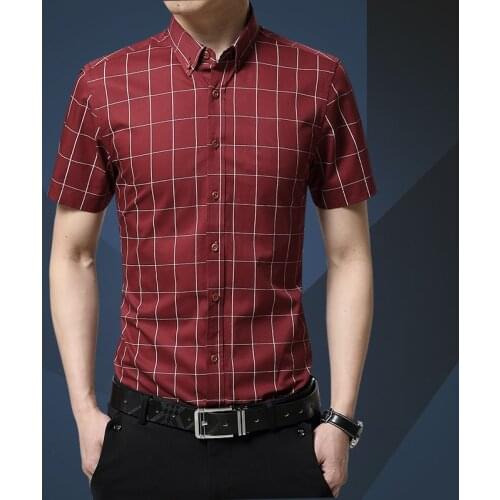 2019 New style Plus Size 5XL Plaid Shirt Men Summer Short Sleeve Hawaiian Shirts Chemise Homme Casual Mens Dress Shirt Blouse