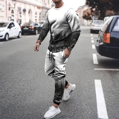 Mens Fashion Casual Suit Summer Long Sleeve Shirt + Shorts Quick-drying Mens 3D Printing Casual Home Wear Mens Suit